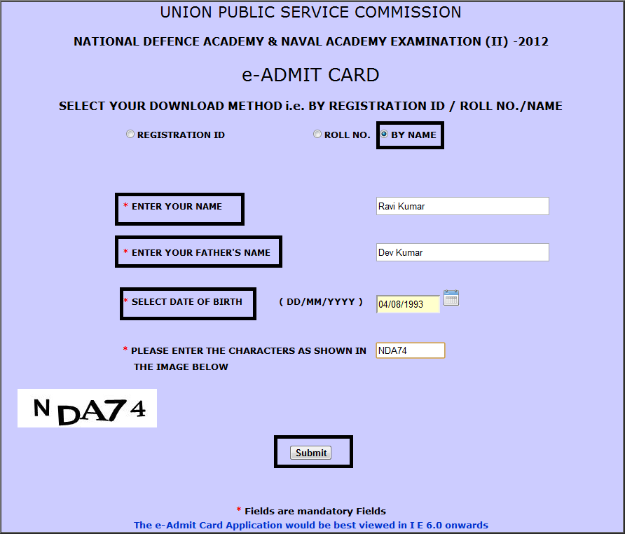 I B Admit Card Download 2013